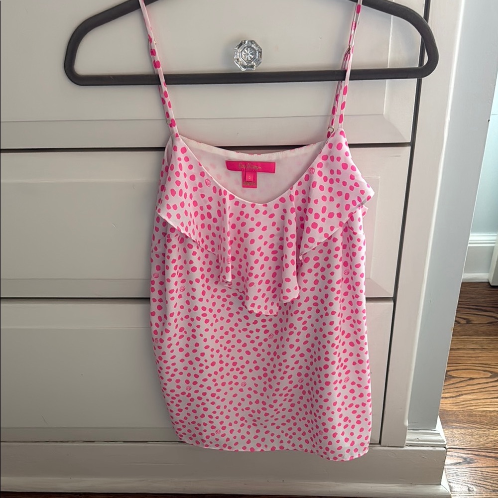 Lilly Pulitzer Pink and White Ruffled Camisole Top